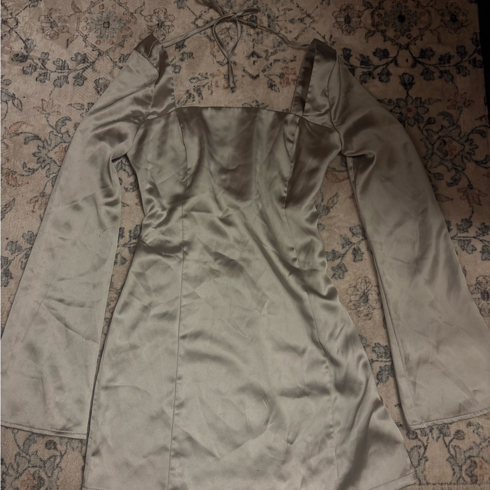 Elegant Long Sleeve Satin Dress